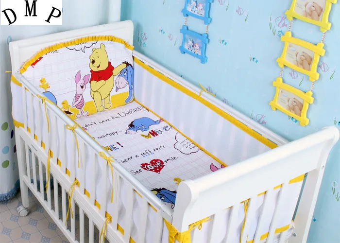 

Promotion! 5PCS mesh Baby Bumper Set Baby Bumper Baby Cot Bedding Set Cartoon ,include:(4bumper+sheet)