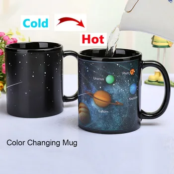 

New Creative Style Ceramic Cups Changing Color Mug Milk Coffee Mugs Friends Gifts Student Breakfast Cup Star Solar System Mugs