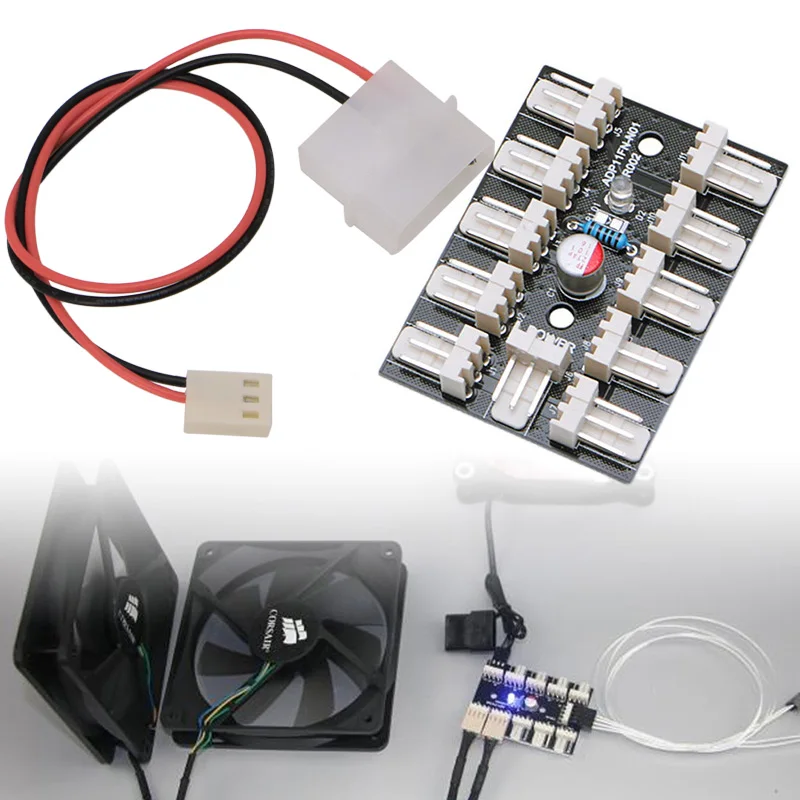 10 Way 3 Pin PWM Fan Hub PC CPU Host Game Case Water Cooling Splitter