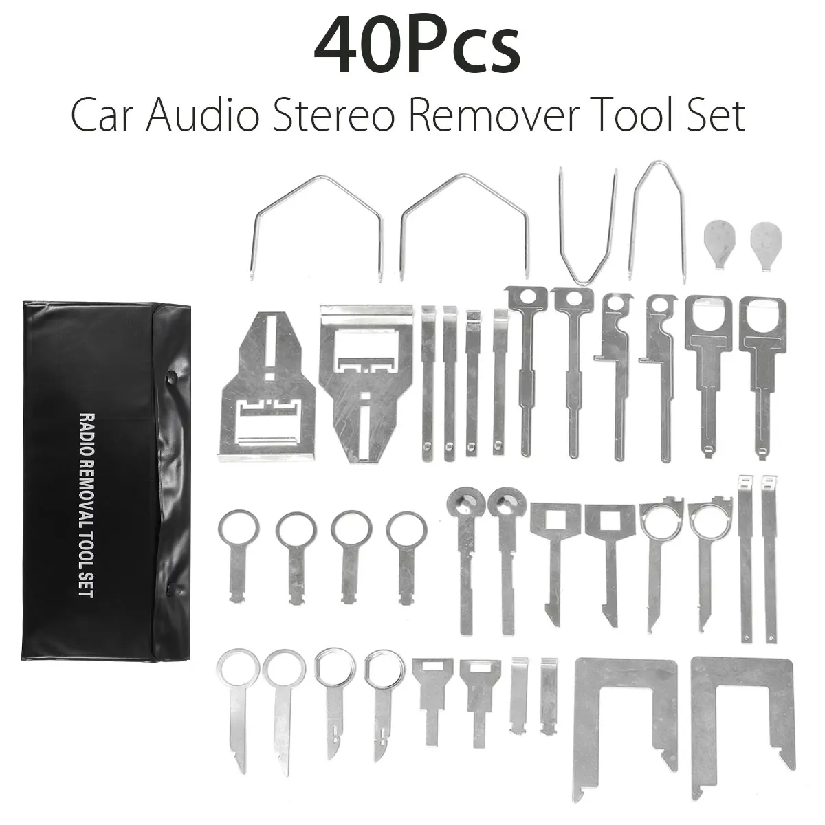 40Pcs Car Stereo Installation Metal Pickup Interior Panel Open Pry Radio Tools kitsin Sheet