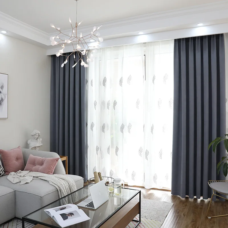 

The New Modern Solid Color Gray Trees Shade Curtains for Living Dining Room Bedroom.