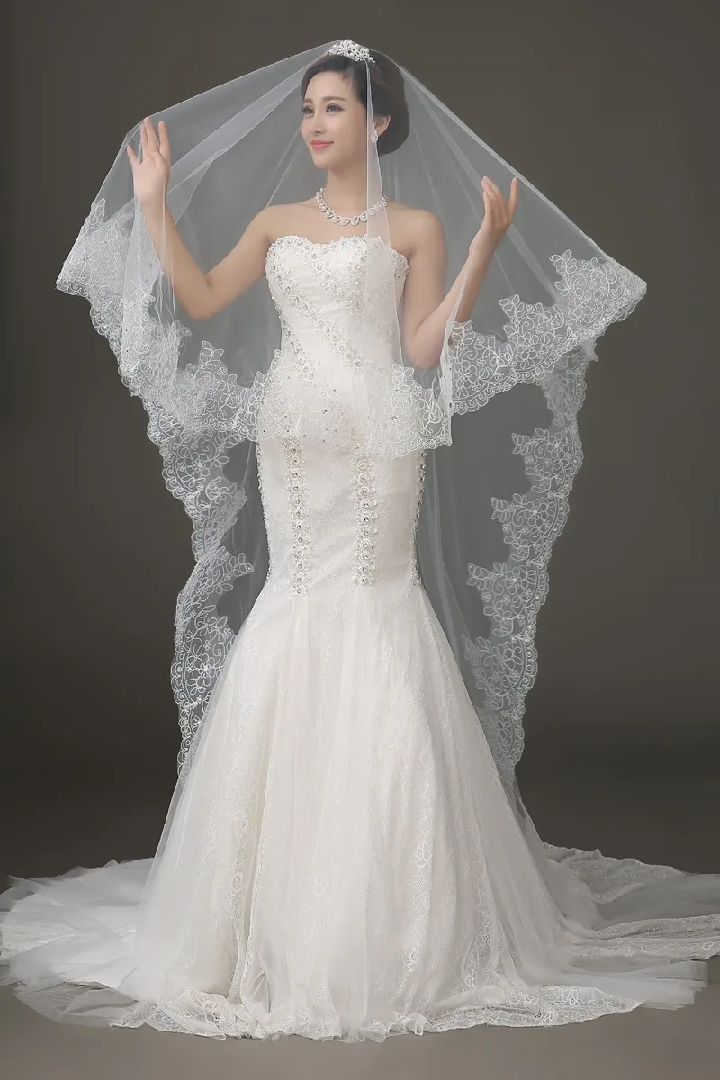 Lace Edge Long Wedding Veil