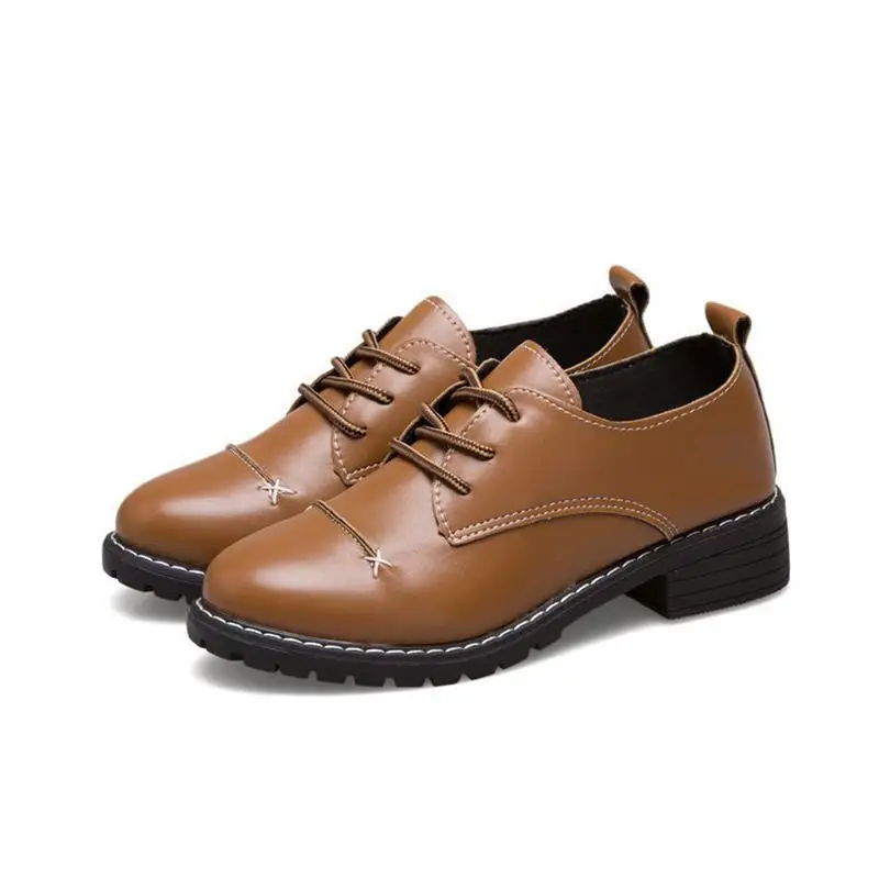 marron Ronde Simple 2018 Rétro De Chaussures Couleur Noir Chaussures Solide Mode Nouveau 0xaRxqPB