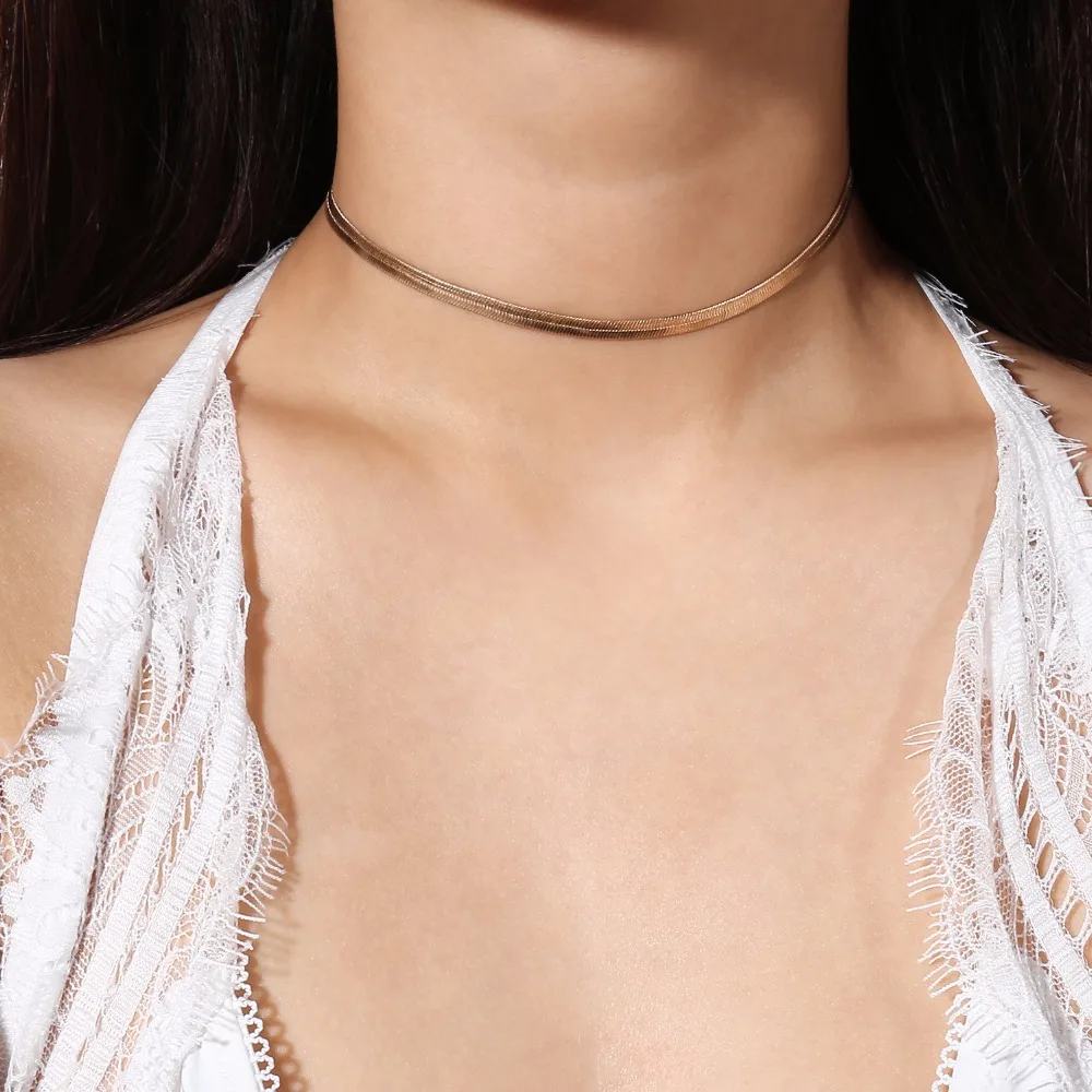 

New Simple Delicate Vintage Copper Sequin Choker Necklaces for Women Girls Chocker Collar Bijoux Neck Jewelry Gifts
