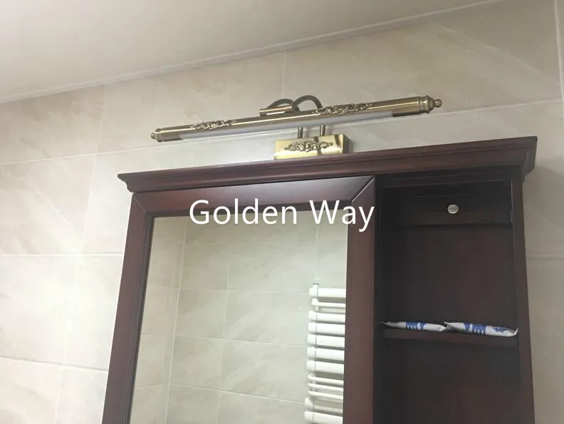 شحن مجاني 110 فولت-240 فولت 56 سنتيمتر/65 سنتيمتر/81 سنتيمتر الفاخرة مرآة الحمام مصباح للماء ريترو البرونز مجلس الوزراء الغرور مرآة ضوء مصباح الجدا...