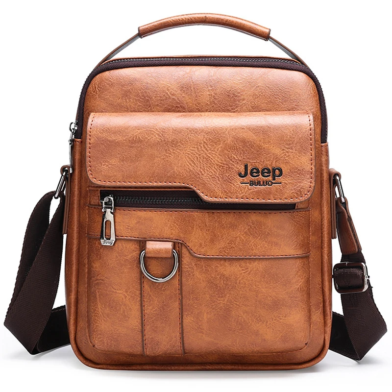 Luxury Brand JEEP Large Capacity Men's Shoulder Bags Man Leather Messenger Bag High Quality Business Crossbody Bags For IPAD