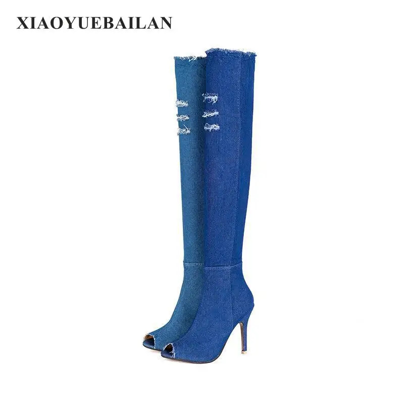 The New Stylish And Comfortable Leisure Cowboy Knee Fish Mouth Size font b shoes b font