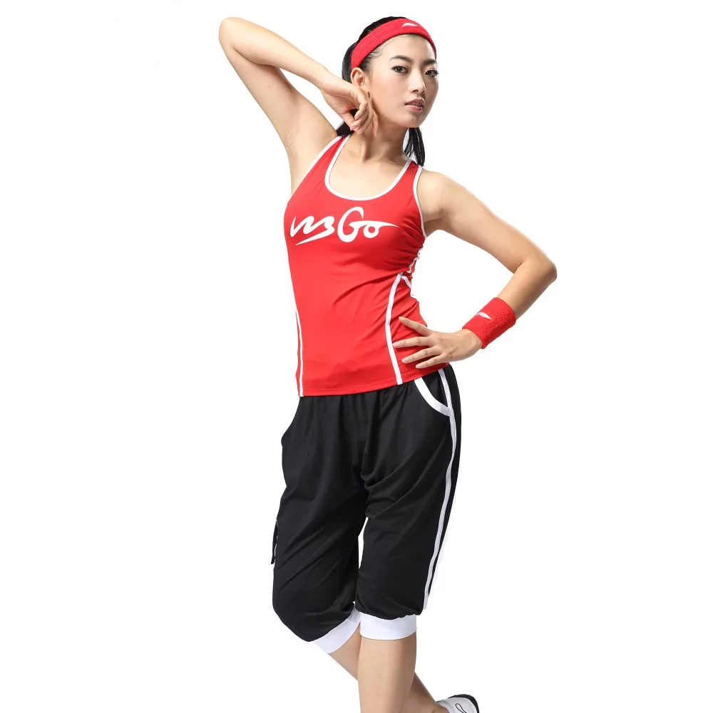 Sports Suit Women 2016 New High Elasticity Square Dance Aerobics Tops Pants Fitness font b bowling
