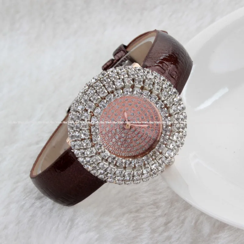 Relogio Feminino блестящие женские часы модные кожаные женские кварцевые часы на запястье роскошные брендовые Новые - Цвет: brown