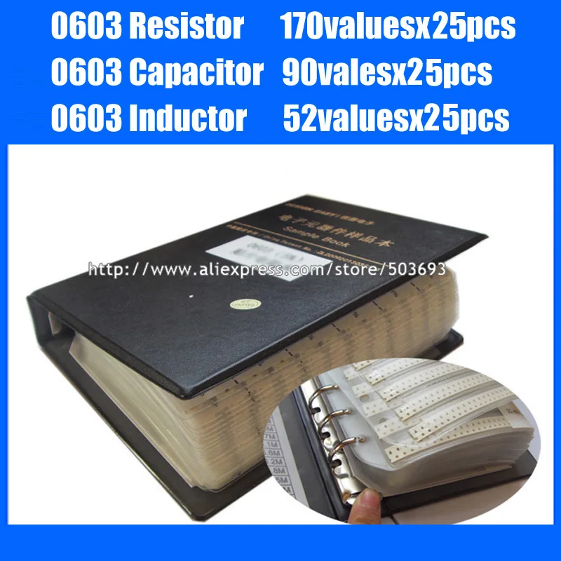 Новинка 0603 SMD резистор 0R ~ 10 м 1% 170valuesx25 шт. + конденсатор 0 5 пФ 2 мкФ 90values25 индуктор