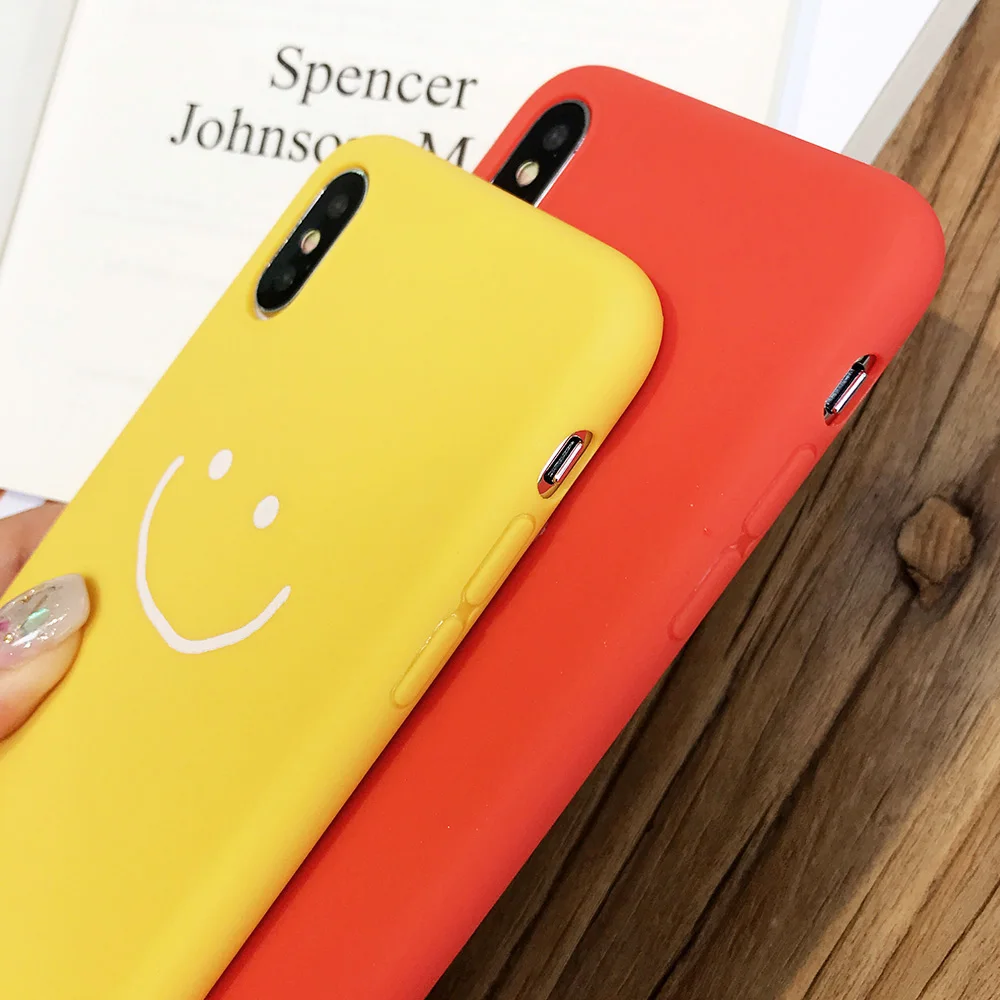 KIPX1083_4_JONSNOW Phone Case for iPhone X XR XS Max Candy Color Smiley Pattern Soft Silicone Case for iPhone 7 8 6S 6 Plus Back Cover