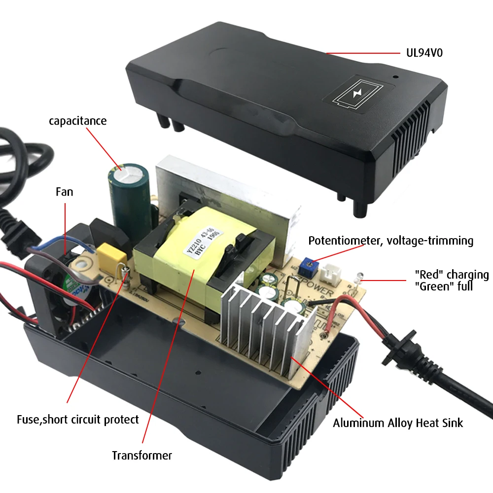 YZPOWER DC 42V 5A литий-ионный аккумулятор зарядное устройство для 36V 5A литий-ионный Lipo аккумулятор 10S