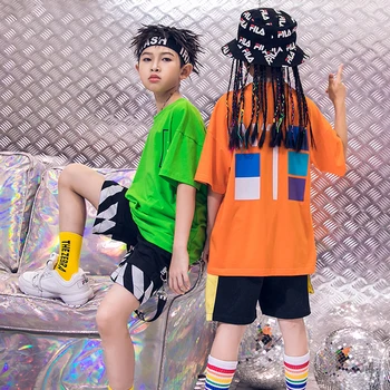 

Kids Dance Costumes Hiphop Clothes For Boy Girl Fashion Loose Street Dance Clothing For Children Breaking Stage Costume BL1920