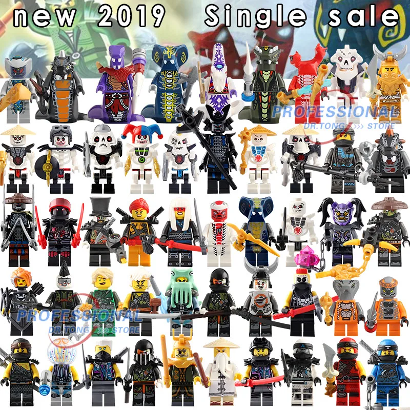 

50pcs Single Super Heroes Figures Kai Jay Cole Zane Nya Lloyd Snake Weapons Movie Building Blocks Toys for Children Gifts BR232