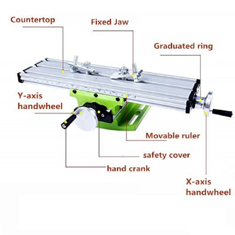 Миниатюрный Прецизионный Многофункциональный фрезерный станок скамейка сверла тиски приспособление Рабочий стол X ось Y Регулировка координатной таблицы