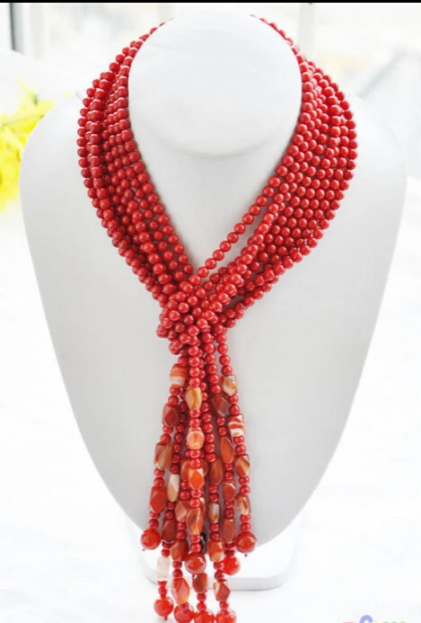 

song voge gem nanJ0366 red coral agate bead necklace