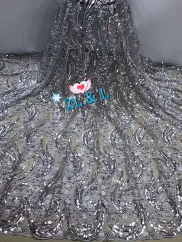 

African Nigerian tulle glitter piece lace fabric ZLL-50406 French flash lace wedding dress fabric