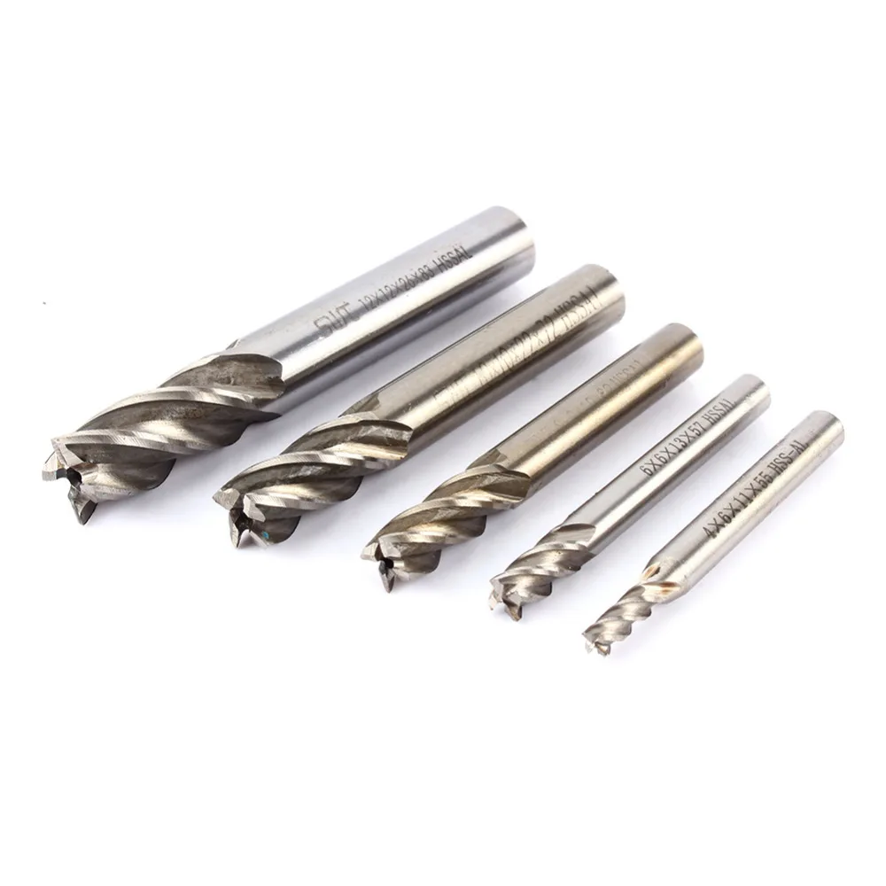 

5pcs/Lot HSS CNC Milling Cutter Bits Straight Shank 4 Flutes End Mill Cutter Drill Bits Mill Tool Cutters for CNC Router