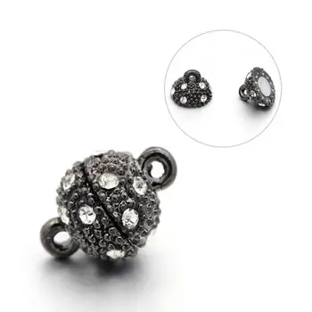 

Alloy Rhinestone Magnetic Clasps, Oval, Gunmetal, 14x9mm, Hole: 1mm