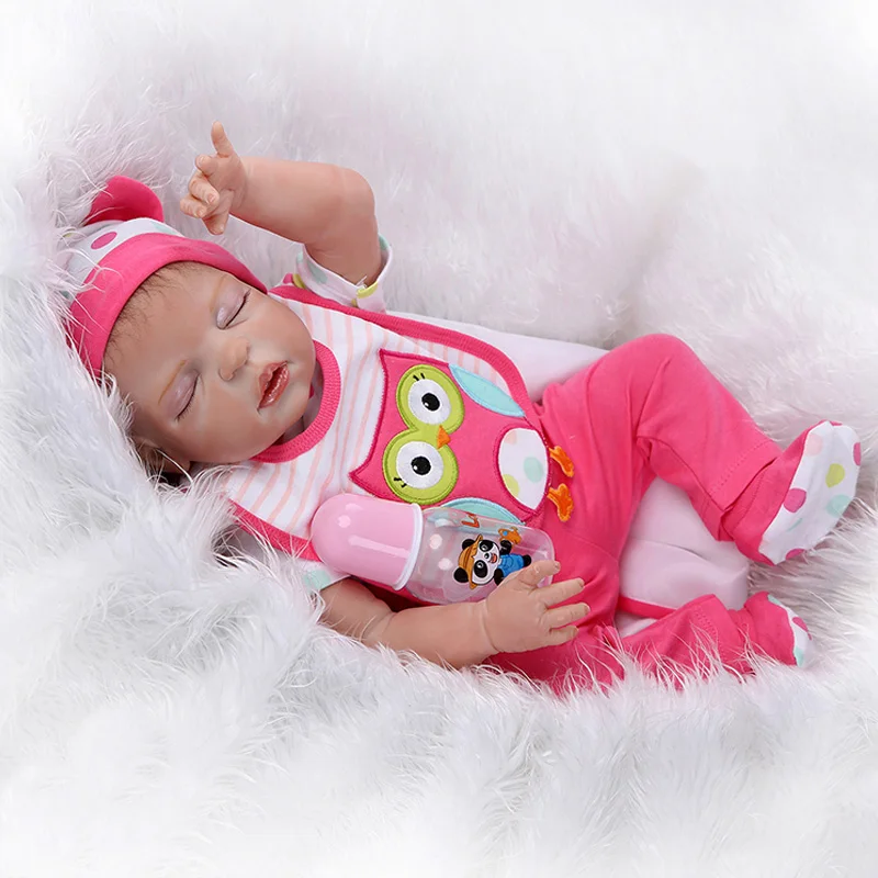 

Hot New 22 Inches Baby 56cm Realistic Baby Doll Baby Handmade Girl Body Full Body Silicone Sleeping Baby Doll Toy