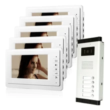 ENVÍO de la Nueva 7 “Sistema de Teléfono de la Puerta de Entrada de Intercomunicación 5 Monitor LCD de Color de Vídeo Timbre de La Cámara 700TVL de 5 Hogares Apartamento