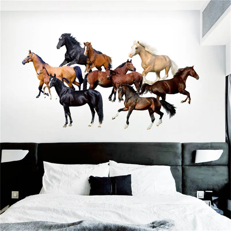 

New Horse Wall Stickers Home Office Study Bedroom Living Room Sofa Background Wallpaper Mural Art for Kids Room Decor
