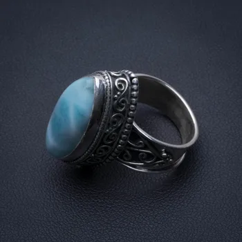 

Natural Caribbean Larimar Vintage 925 Sterling Silver Ring, US Size 6.25 R3415