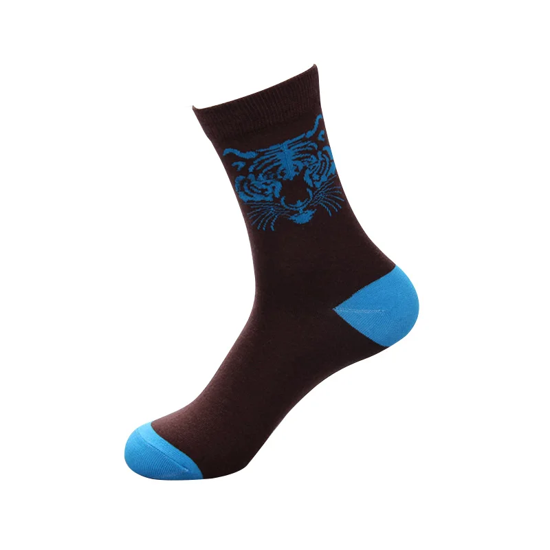 135 Pairs Tiger Printed Cotton Men Middle Socks Trendy Creative Mixed Color Socks Warm Socks Casual Anti-Bacterial Deodorant Breatheable - 
