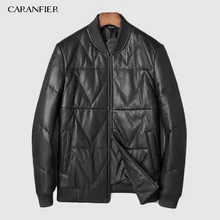 CARANFIER мужские Куртки из натуральной овечьей кожи, повседневная мотоциклетная черная верхняя одежда, верхняя одежда, пальто DHL