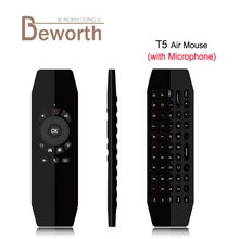 T5 Mic 2.4G Wireless Fly Air Mouse with Microphone Voice Universal Remote Control Keyboard IR Learning For Android TV Box PC T3