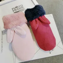 Новое поступление женские корейские роскошные толстые заячьи ушки теплые с осенними и зимними перчатками варежки