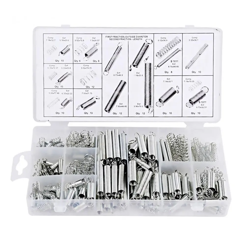 

200Pcs/box Steel Spring Electrical Hardware Drum Extension Tension Pressure Springs Set Assortment Hardware Kit Assort
