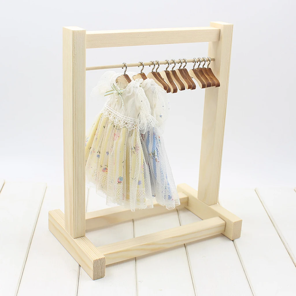 1/6 BJD Doll Furniture DIY Assembled BJD Doll Clothes Hanging Shelf Rack & Doll Garment Hanger For Monster High Dolls Supplies