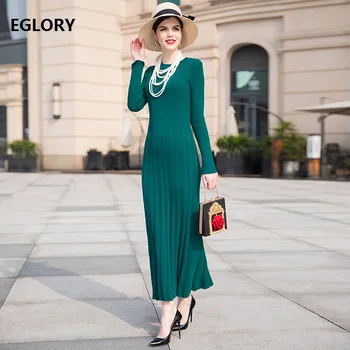 

High Quality Fashion Long Sweater Dress 2019 Spring Autumn Winter Knitted Dress Women Long Sleeve Pullover Dress Soft Knitwear