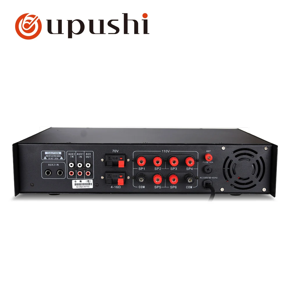 Oupushi pa system bluetooth amplifier 2 channel home stereo amp 6 zone power amplifiers with usb, fm