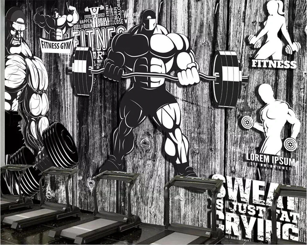 

beibehang Custom wallpaper tooling retro plank sport gym image wall background wall decoration fitness decoration 3d wallpaper