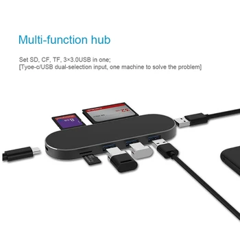 

Hot Swapping Card Reader Adapter With Type-C To USB Cable Portable and Easy-to-use 7-in-1 USB Hub Multi Functional Plug-and-play