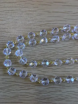 

10Meters 8mm faceted cut ball beads chains crystal glass strand garlands for home decoration party chains