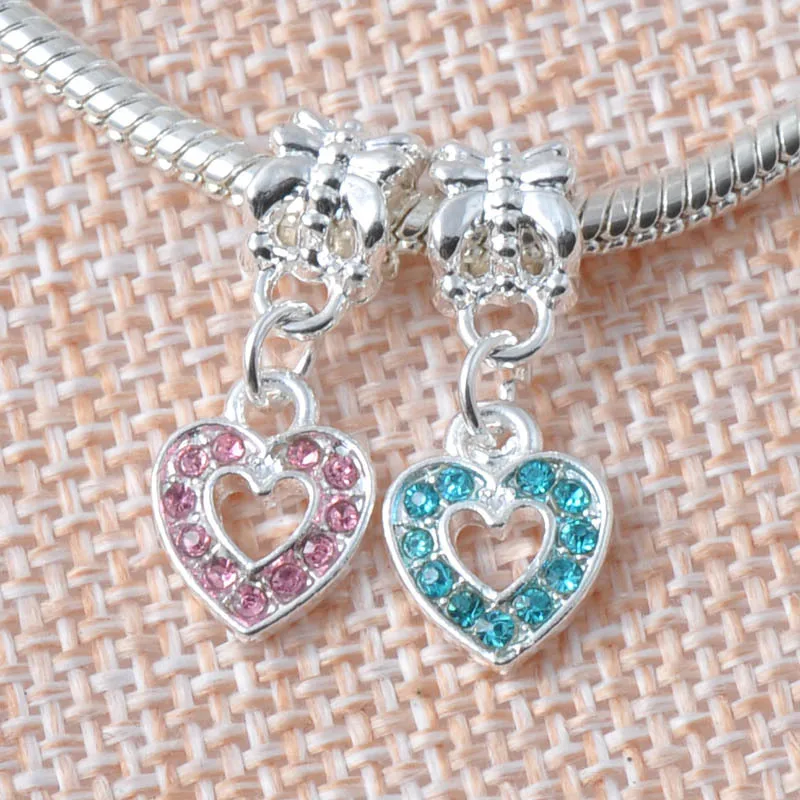 1Pcs Antique silver Plated Alloy Heart Spacers Beads Charms Fit