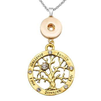

2018 Newest Crystal Life Tree Metal Snap Necklace 60cm Can Be Installed 18mm snap Button jewelry Factory Direct IB1000