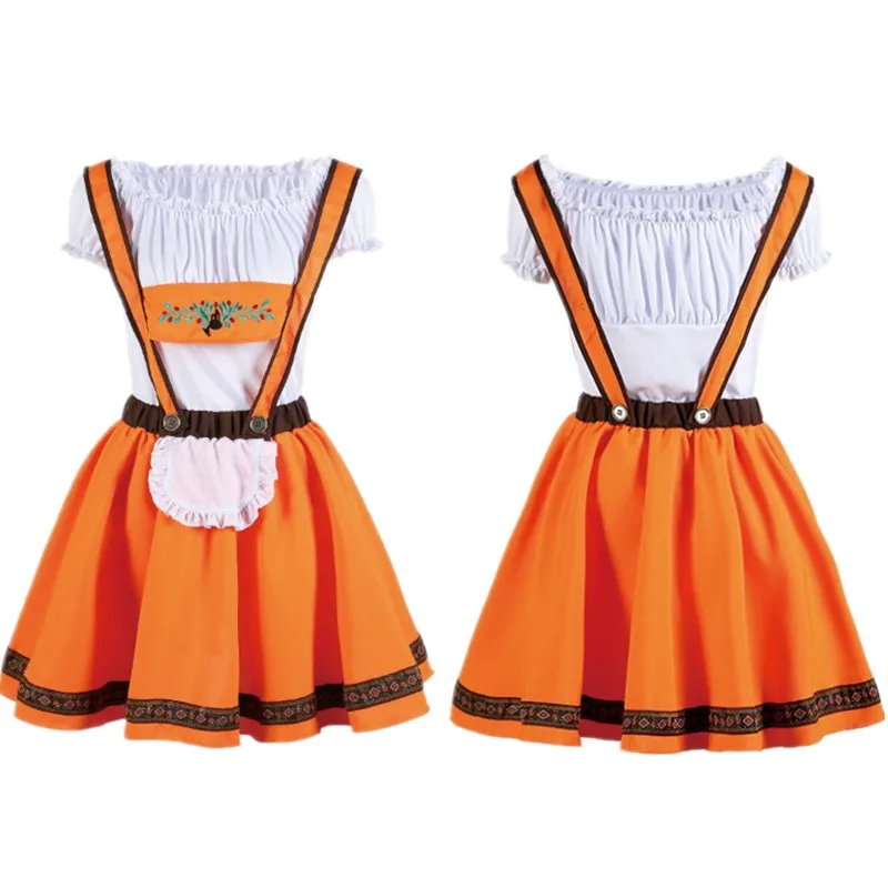 Германия Октоберфест оранжевый пивной костюм на подтяжках Bavarian семья родитель-ребенок Cospaly платье