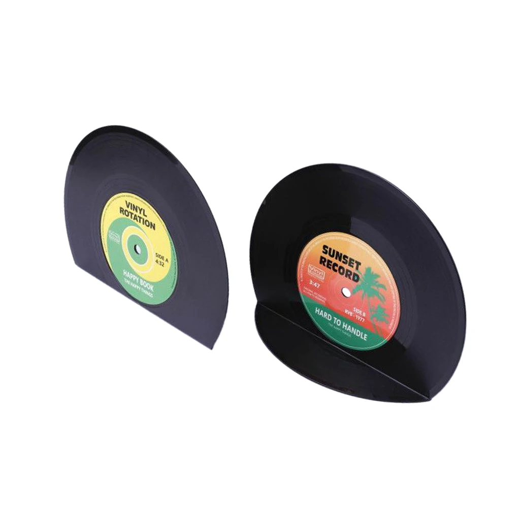

Creative Vinyl Record Bookends Book Ends Book Stopper Holder Home Desk Shelf Nice Gifts for Music Fans
