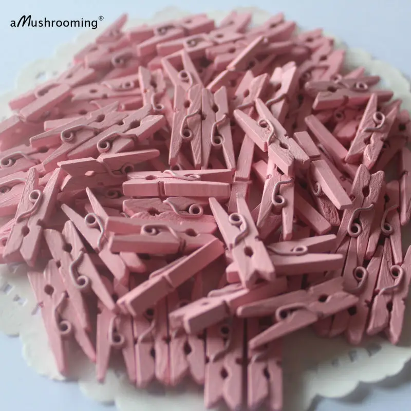 50 solid pink Mini Pegs Clothespins candy bar birthday party baby shower girls wedding planner baptism decoration babyshower|wedding banner|baby