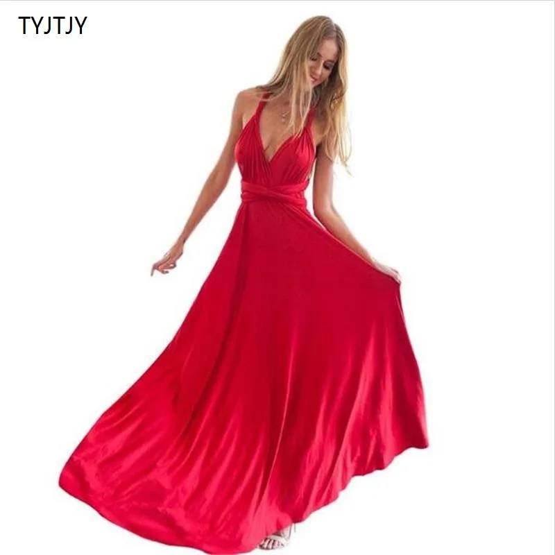 

Sexy Women Boho Maxi Club Dress Red Bandage Long Dress Party Multiway Bridesmaids Convertible Infinity Robe Longue Femme 2019