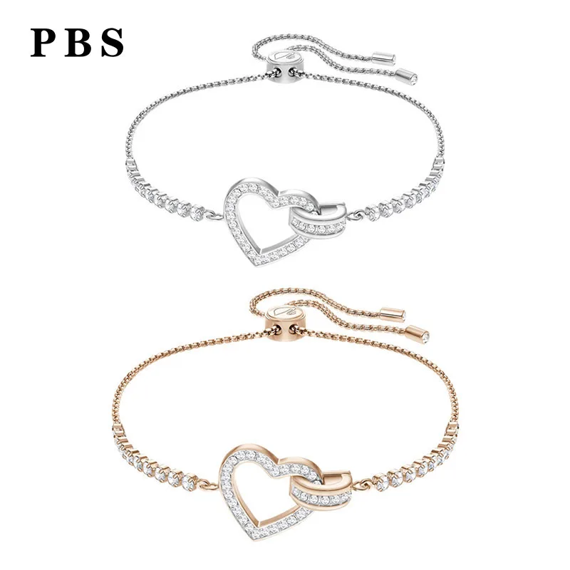 

PBS Original Copy High Quality 1:1 SWA Multi-Color Double Love Gold Plated Shrink Bracelet With Logo Free Envelope Mail