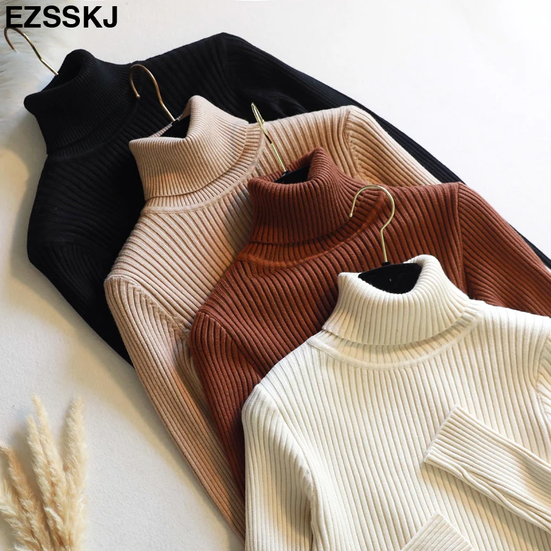

High Quality New Autumn Winter Turtleneck Pullover Sweater Women warm thick sweater Solid basic Sweater Female long sleeve