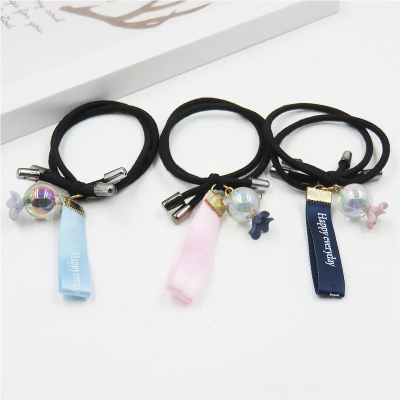 

1PCS Ribbon Ball Flower Elastic Hair Bands For Girls Bohemian Headband Scrunchy Korean Fashion Kids Hair Accessories For Women