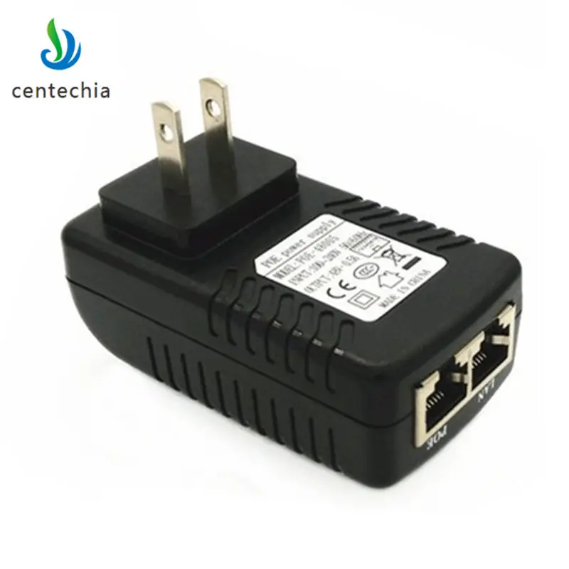 

Centechia New 48V 0.5A 24W POE Wall Plug Injector Ethernet Adapter For Network Device Power Supply Adapter US/EU Plug