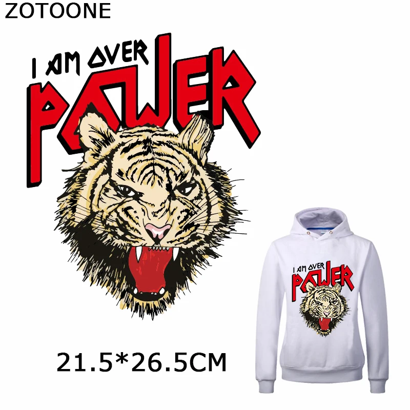 

ZOTOONE Power Diy Letters Iron on Patches Appliques on T-shirts Tiger Heat Transfer Stickers for Clothes Decorations Accessories