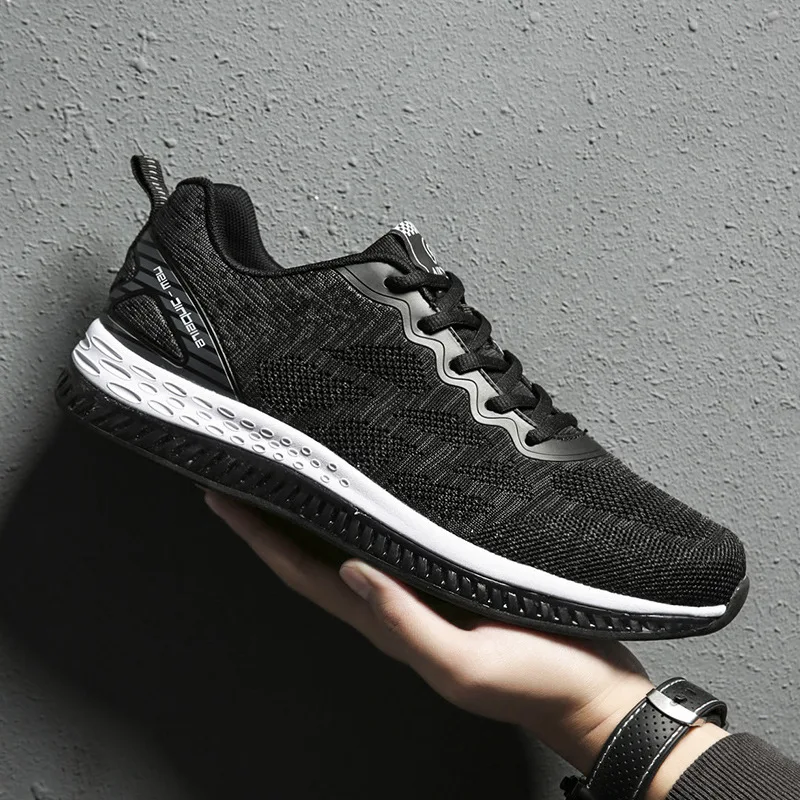 JINBEILEE 2019 spring new men's breathable sports walking shoes leisure flying weaving mesh non-slip lightweight men's shoes